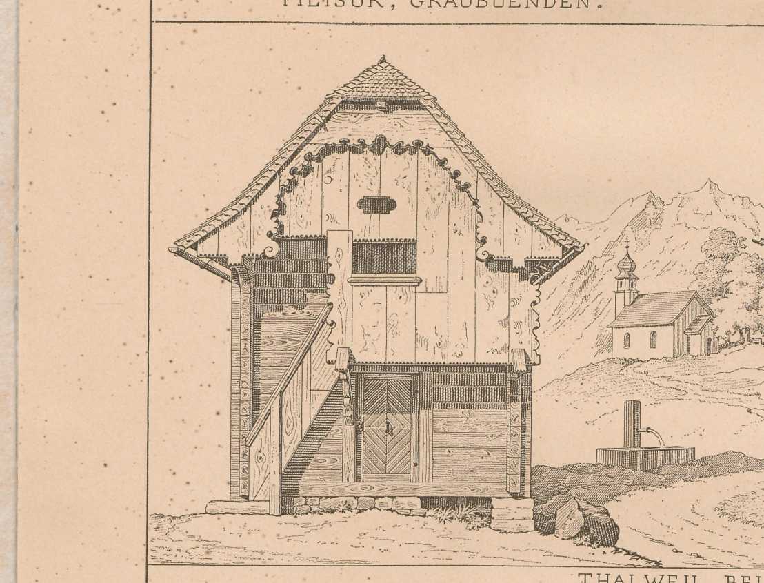 Detail von Ernst Gladbach, Der Schweizer Holzstyl in seinen cantonalen und constructiven Verschiedenheiten, zweite Serie, Zurich, 1883, plate 22. ETH-Bibliothek Zürich, Public Domain Mark