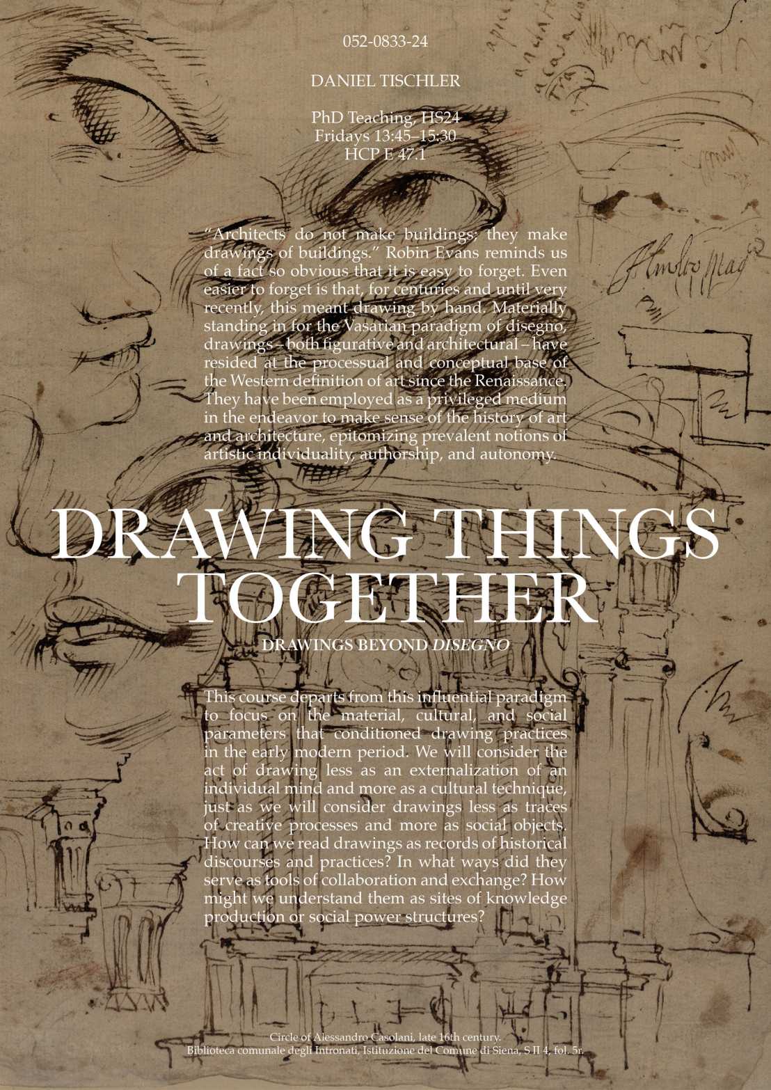 Poster for the elective course Drawing Things Together autumn semester 2024