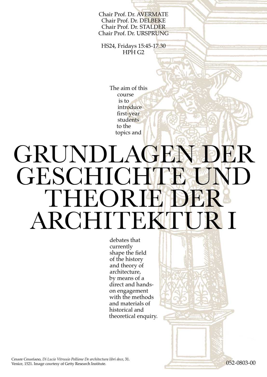 Poster for the Grundlagen course of Geschichte und Theorie der Architektur I, Autumn Semester 2024