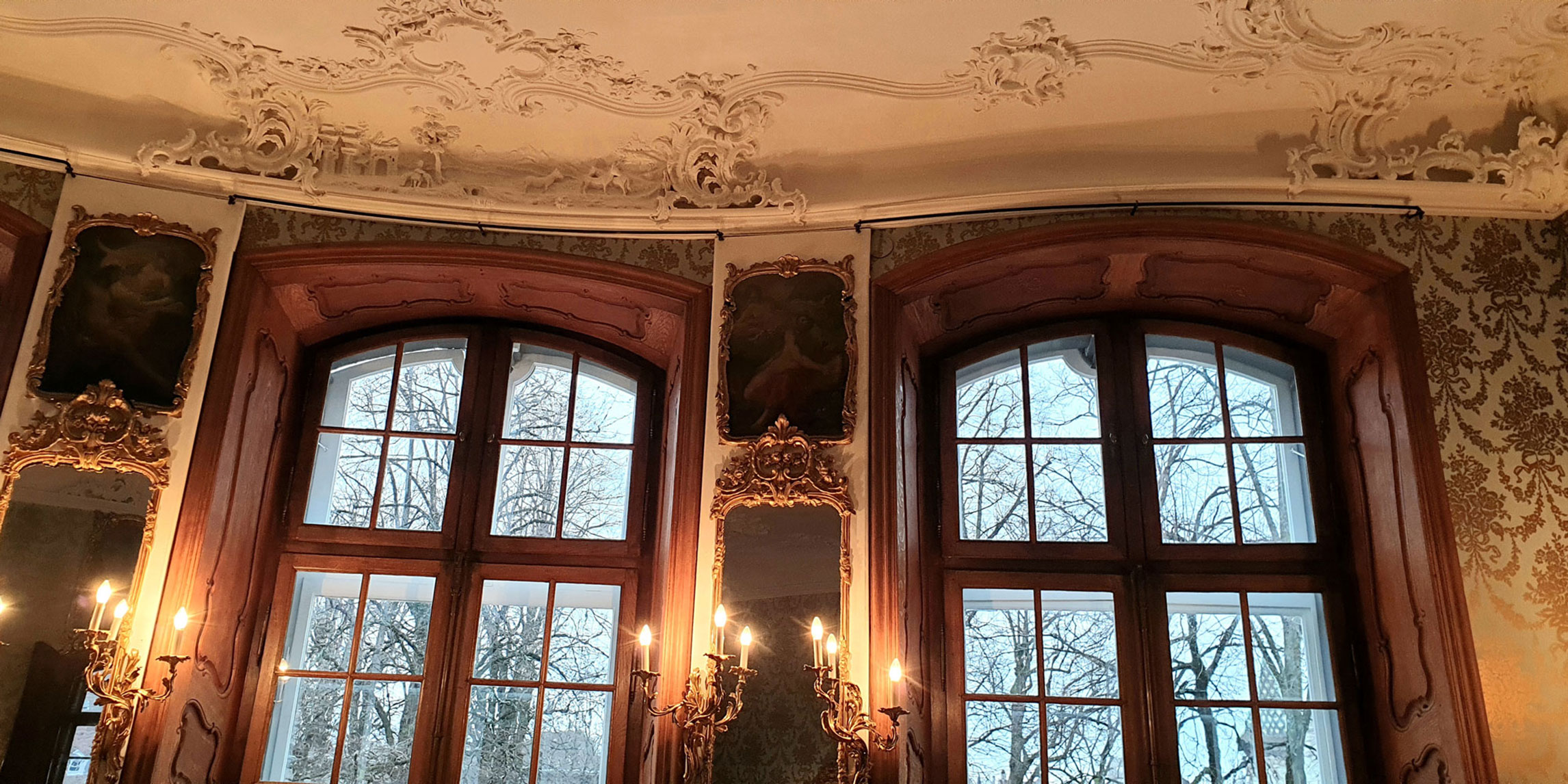 windows and ceiling decoration in the rococo style in the Wildt'sche Haus Basel